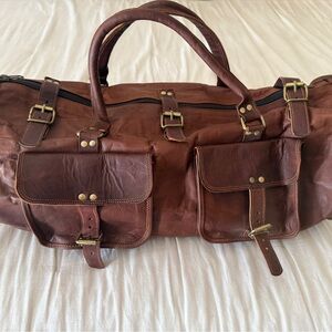 Brown Leather Men's Duffle bag